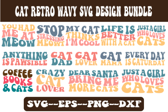 Cat Wavy Svg Design Sublimation Bundle