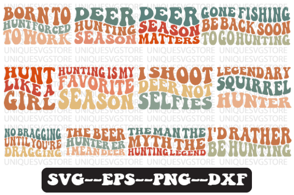 Hunting Retro Wavy Svg Design Bundle