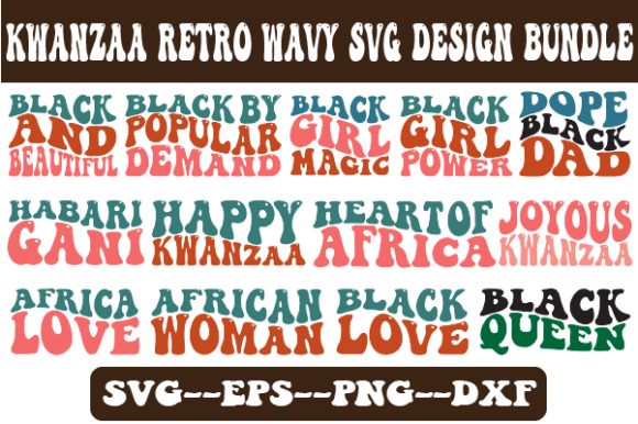 Kwanzaa Retro Wavy Svg Design Bundle