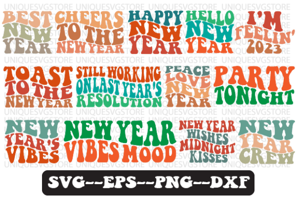 New Year Wavy Svg Design Bundle