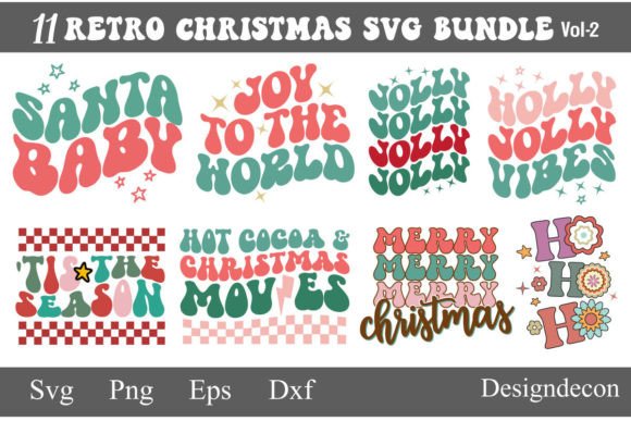 Retro Christmas Svg Bundle for Graphics and Crafts