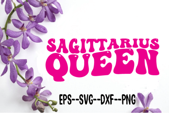 Sagittarius Queen Wavy Retro SVG: Graphics for Crafts